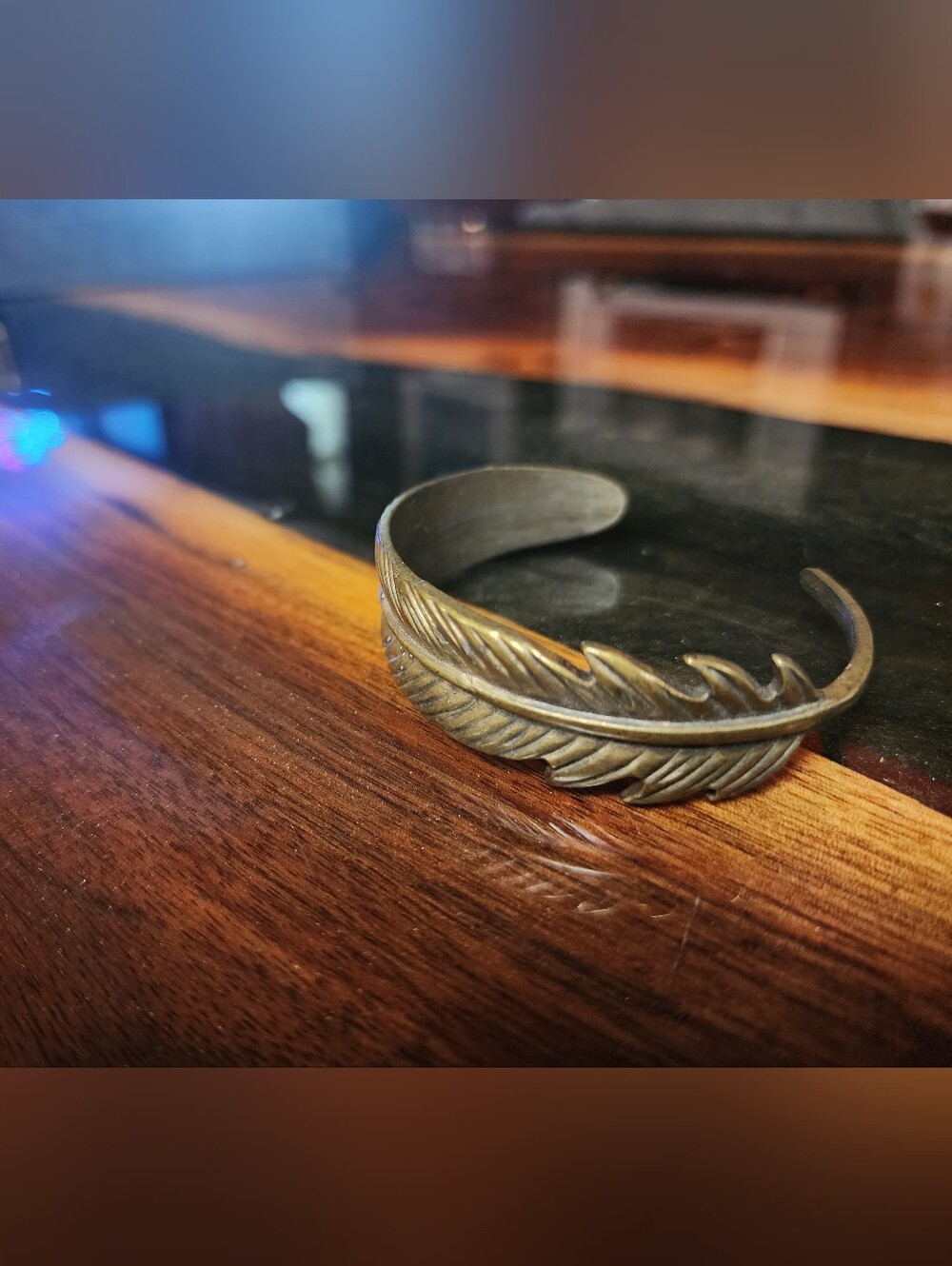 Unisex Copper FEATHER Cuff Bracelet